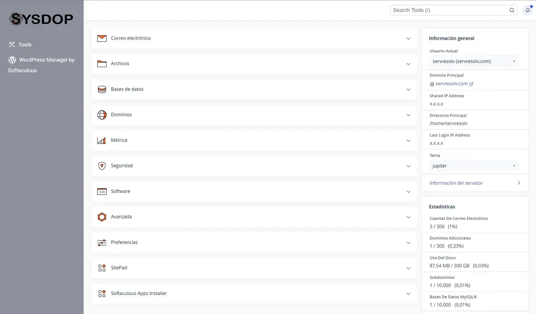 Gestión de archivos y correo en cPanel